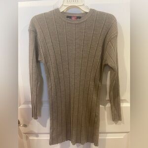 Mondi Club Virgin wool women’s Ribbed grey long Sweater-tunic 38 made in germany